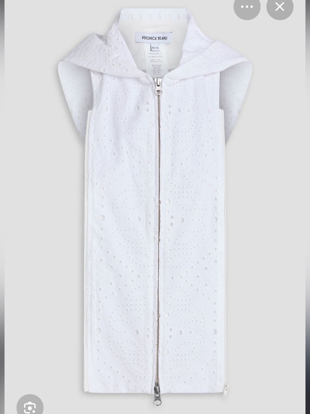 Veronica Beard White Marlo Eyelet Hoodie Dickey